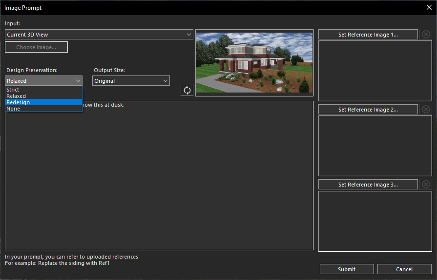 Selecting Redesign Design Preservation option