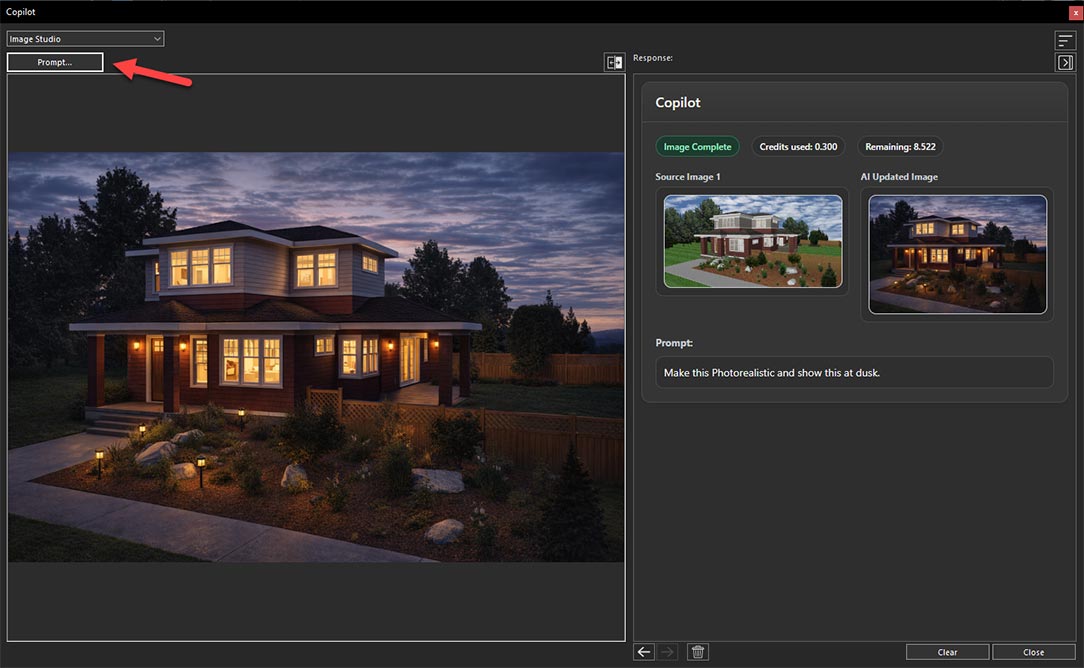 Clicking Prompt button for None option