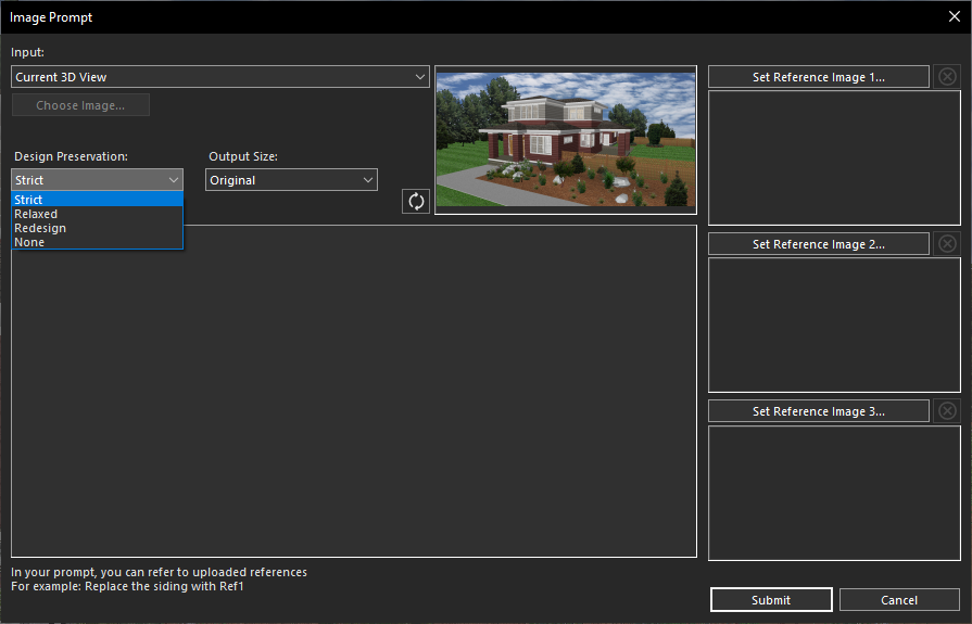 Design Preservation drop-down menu options