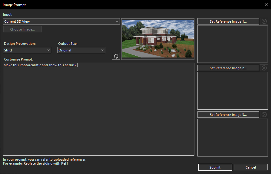 Providing a text prompt for AI image generation