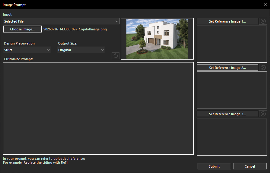 Generated design based on the applied prompt