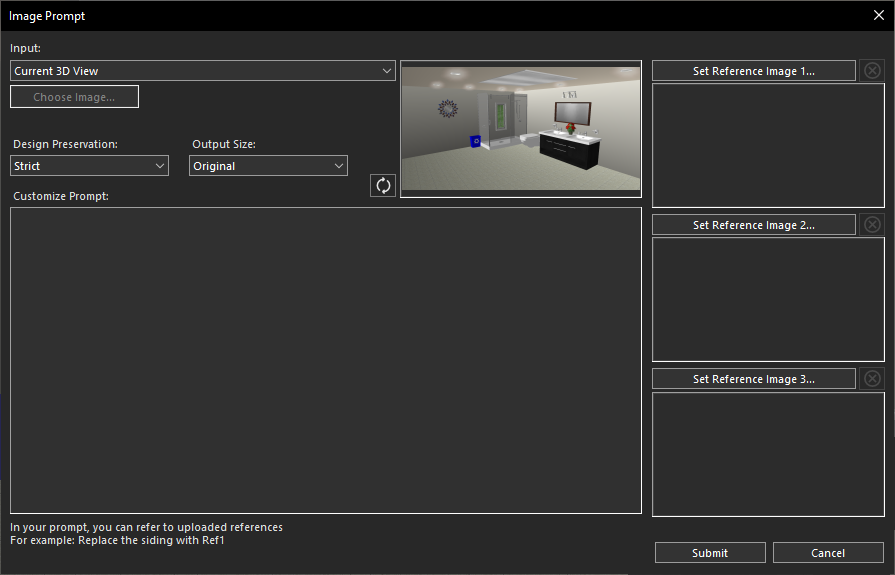 Using the current 3D View for AI transformation