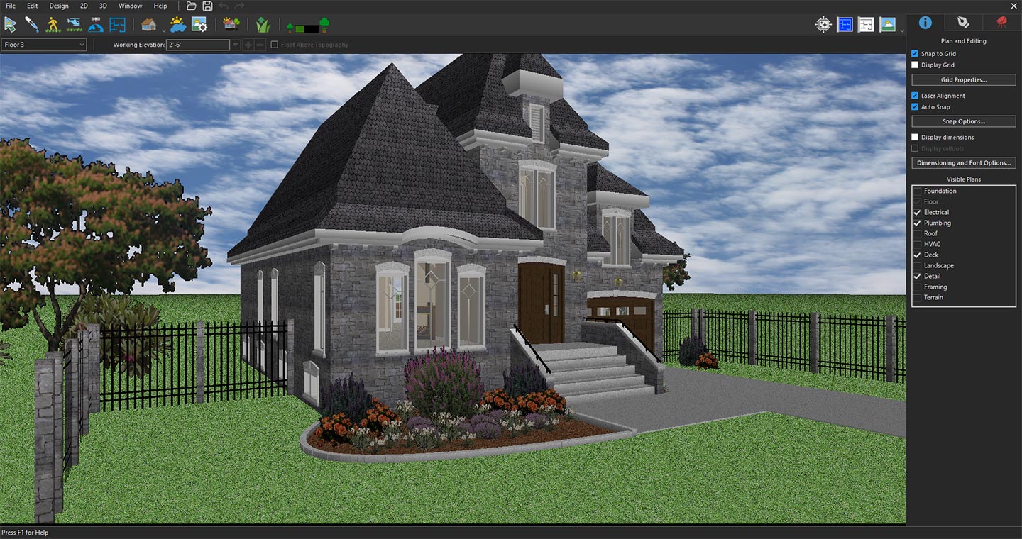 Exploring the landscape area by opening the project and positioning the 3D View to capture the space