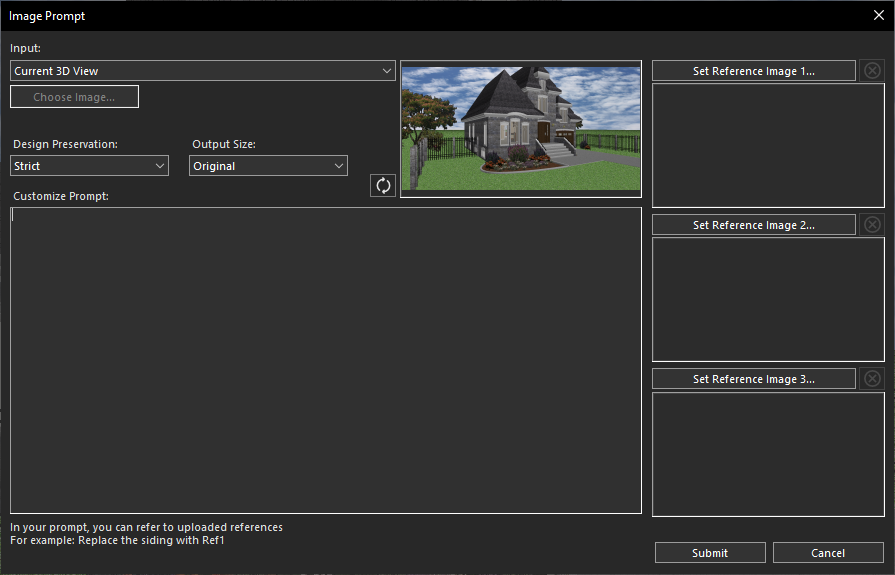 Using the current 3D View for AI transformation