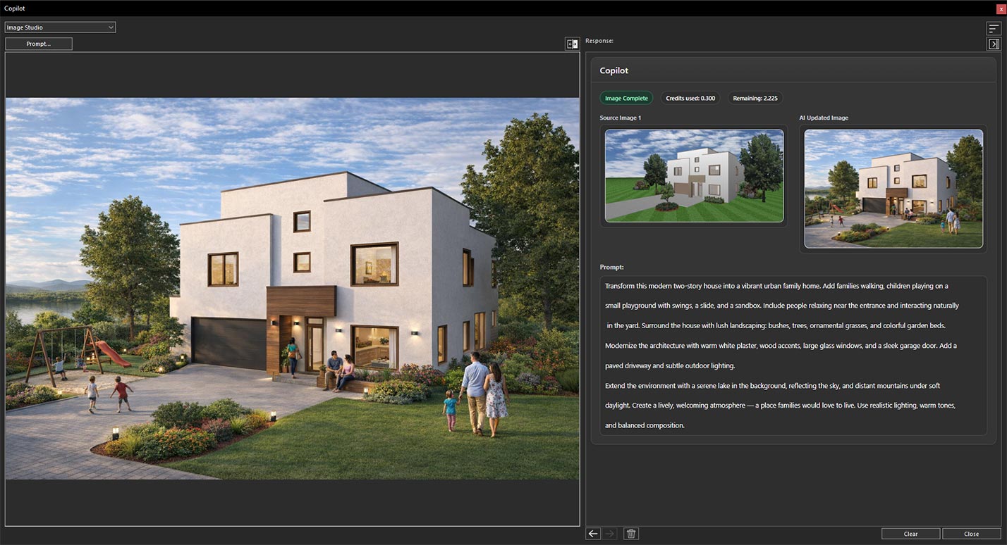 AI-generated house transformation result