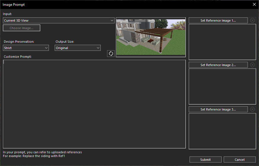 Using the current 3D View for AI transformation