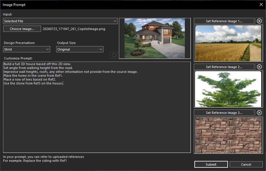 Enter a prompt to generate a reference-guided rendering