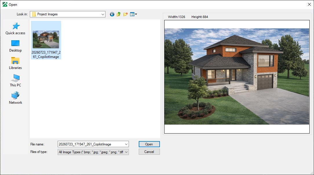 Choose the saved render from your local drive
